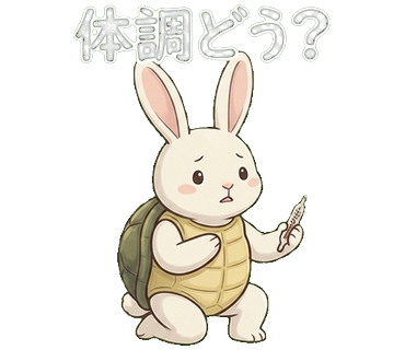 うさぎがカメ